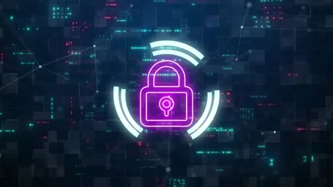 Lock Icon. Cyber Security Of Digital Data Network Protection Stock Footage 310594676
