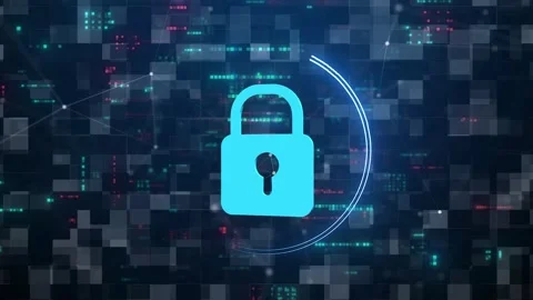 Lock Icon. Cyber Security Of Digital Data Network Protection Stock Footage 310594720