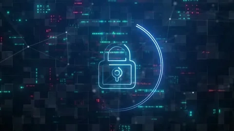 Lock Icon. Cyber Security Of Digital Data Network Protection Stock Footage 310594747