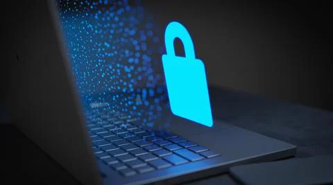 Lock icon cybersecurity data shield network web symbol 3D Render Stock Illustration