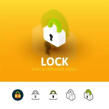 Lock icon in different style Stock Illustration