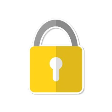 Lock icon flat design in cartoon style, stock vector illustration Stock Illustration