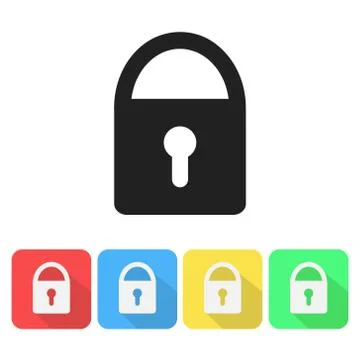 Lock icon flat design with long shadow Stock Illustration