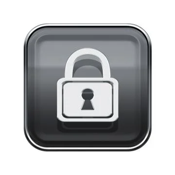 Lock icon glossy grey, isolated on white background Иллюстрация