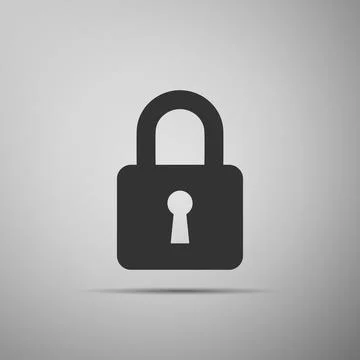 Lock icon isolated on grey background. Flat design. Vector Illustration Stock Illustration