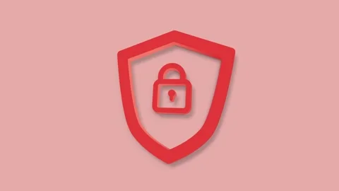 Lock icon isolated on red background. Closed padlock sign. Cyber security Stock Footage 156895992