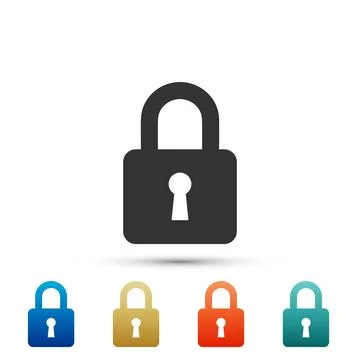Lock icon isolated on white background. Set elements in colored icons. Flat イラスト素材