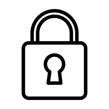 Lock icon linear logo mark in black and white Stock Illustration