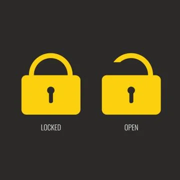 Lock icon with locked and open view position. Flat design Stock Illustration