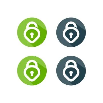 Lock icon. Locks icons open and closed. Flat design Stock Illustration