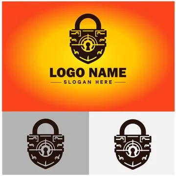 Lock icon logo safety security protection vector for business brand icon lo.. Stock Illustration