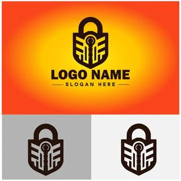 Lock icon logo safety security protection vector for business brand icon lo.. Stock Illustration