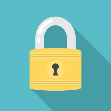 Lock icon with long shadow. Flat design style. Stock Illustration