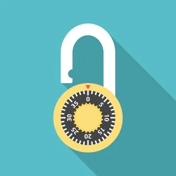 Lock icon with long shadow. Flat design style. Stock Illustration