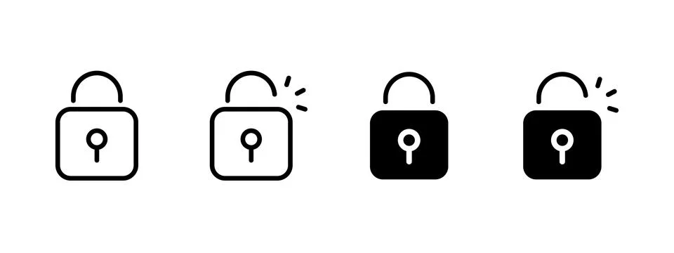 Lock icon. Open and closed padlock security symbols. Data protection, priva.. Stock Illustration