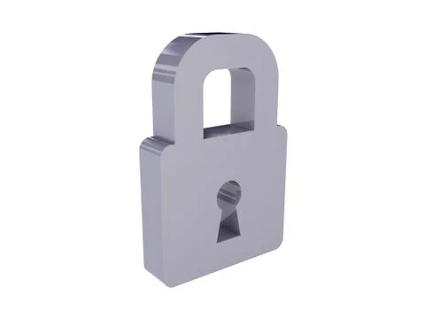 Lock icon over white background. Concept 3D illustration. Illustrazione stock