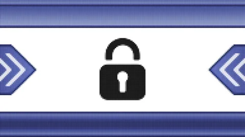 Lock icon on a pixel screen. Seamless. Video stock 52697070