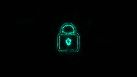 Lock icon with plexus effect. Connected lines with dots. Lines plexus Stock Footage 169304245