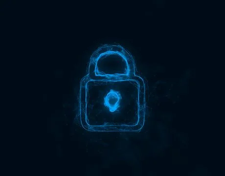 Lock icon with plexus effect. Connected lines with dots. Illustration Stock Illustration