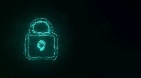 Lock icon with plexus effect. Connected lines with dots. Illustration Stock Illustration