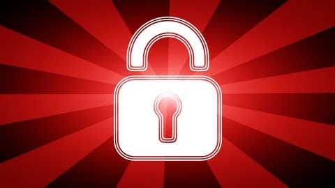 Lock icon in red abstract background with rays. Stock Footage 113641003