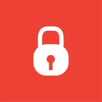 Lock Icon On Red Background. Red Flat Style Vector Illustration Stock Illustration