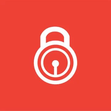 Lock Icon On Red Background. Red Flat Style Vector Illustration Stock Illustration