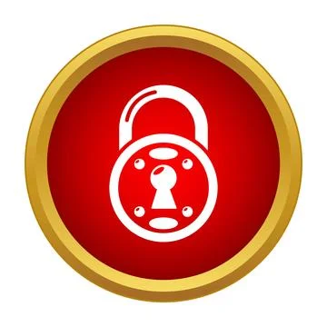 Lock icon on red button representing security and privacy Stock Illustration