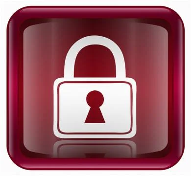 Lock icon red, isolated on white background Иллюстрация