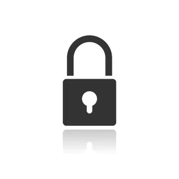 Lock icon with reflection on white background Stock Illustration