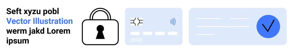 Lock icon representing security, credentials section with input fields for pa イラスト素材