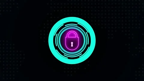 Lock Icon with Rotating Circle Shapes – Secure Animation Stock Footage 282577287
