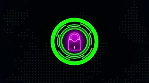 Lock Icon with Rotating Circle Shapes – Secure Animation Stock Footage 282577294