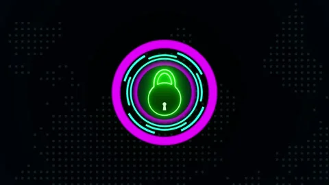 Lock Icon with Rotating Circle Shapes – Secure Animation Stock Footage 282577298