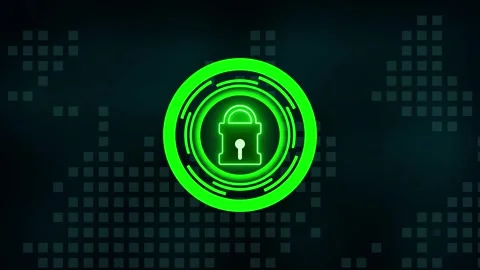 Lock Icon with Rotating Circle Shapes – Secure Animation Stock Footage 282577300