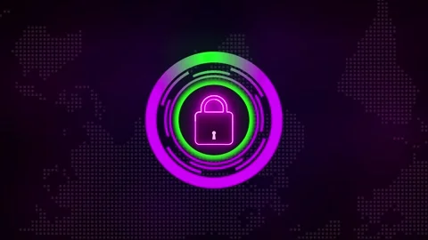 Lock Icon with Rotating Circle Shapes – Secure Animation Stock Footage 282577302