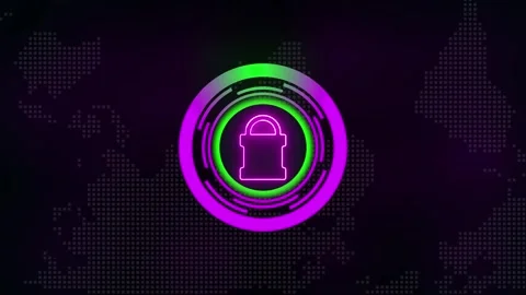 Lock Icon with Rotating Circle Shapes – Secure Animation Stock Footage 282577303