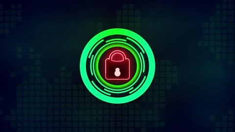 Lock Icon with Rotating Circle Shapes – Secure Animation Stock Footage 282577311