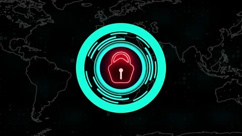 Lock Icon with Rotating Circle Shapes – Secure Animation with earth outline. Stock Footage 282577312