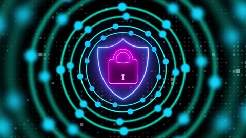 Lock Icon with Rotating Circle Shapes Animation – Secure and Dynamic Stock Footage 282577318