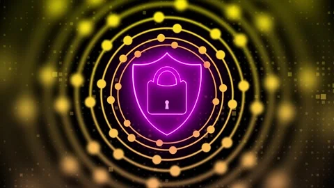 Lock Icon with Rotating Circle Shapes Animation – Secure and Dynamic..Jx 1368 Video stock 282577326