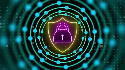Lock Icon with Rotating Circle Shapes – Secure Animation Design Stock Footage 282577329