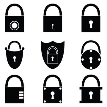 Lock icon set Illustrazione stock
