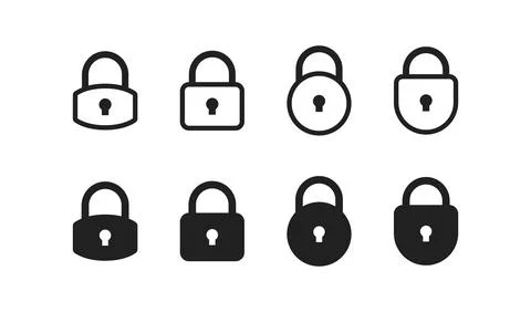 Lock icon set. Padlock, privacy symbol. Password closed in vector flat style. Stock-Illustration