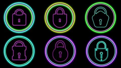Lock Icon set with Rotating Circle Shapes – Secure Animation Stock Footage 282577170