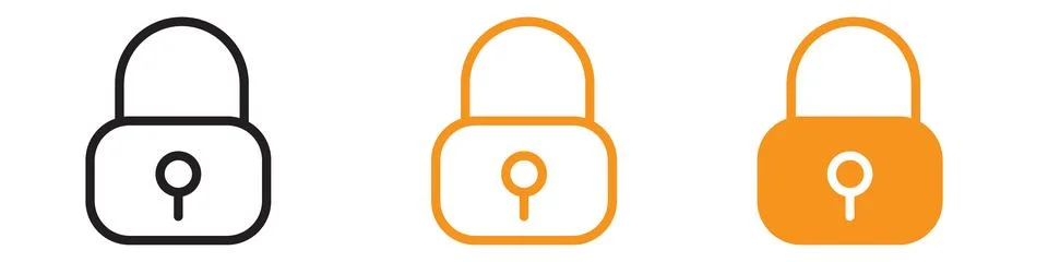 Lock Icon Set Security and Protection Illustrations for Safety and Privacy Stock Illustration