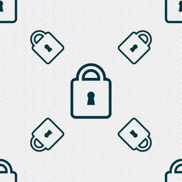 Lock icon sign. Seamless pattern with geometric texture. Vector Stock-Illustration