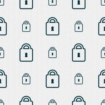 Lock icon sign. Seamless pattern with geometric texture. Vector 스톡 일러스트