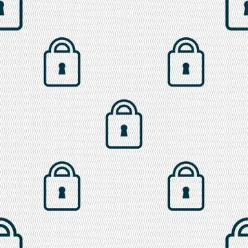 Lock icon sign. Seamless pattern with geometric texture. Vector Illustrazione stock