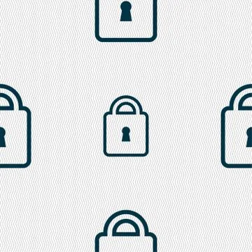 Lock icon sign. Seamless pattern with geometric texture. Vector Stock Illustration